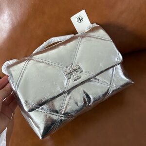Tory Burch Kira Metallic Diamond Quilt Convertible Shoulder Bag